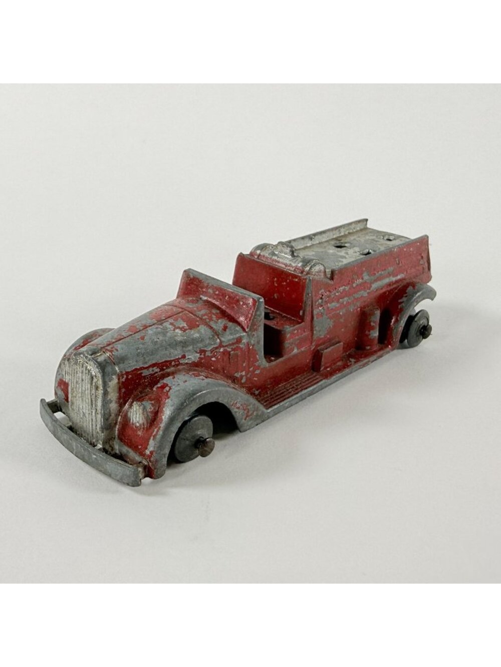 Vintage Tootsie toy Style Red Diecast Fire Truck W/Distressed Finish No Wheels